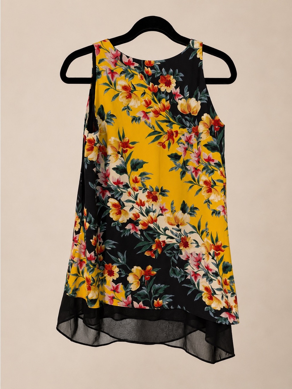 Zac & Rachel Floral Sleeveless Blouse | Layered Chiffon Hem | Size Small